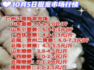 10月5日广州江南批发市场生姜价格行情 ()