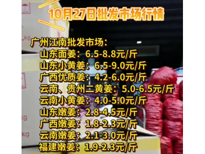 10月27日广州江南批发市场生姜价格行情 ()