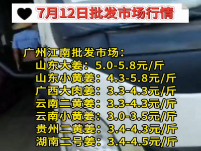 7月12日广州江南批发市场生姜价格行情 ()