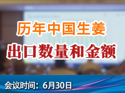 历年中国生姜出口数量和金额 ()