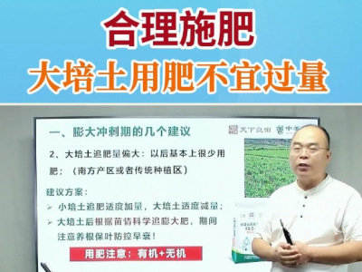 合理施肥大培土用肥不宜过量 ()