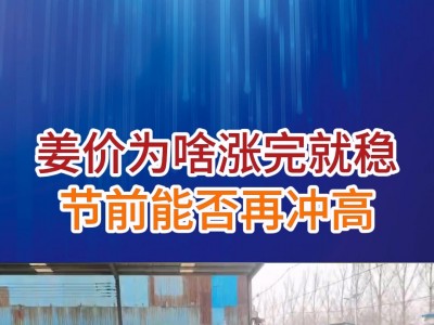 老石说姜：姜价为啥涨完就稳、节前能否再冲高 ()