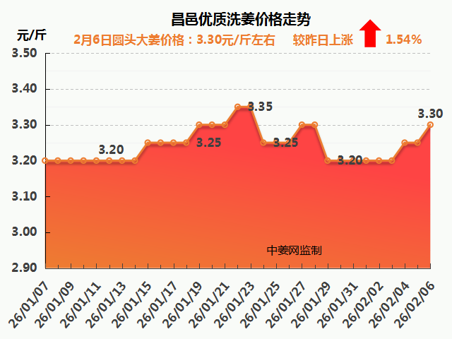 26.2.6昌邑大姜价格走势图